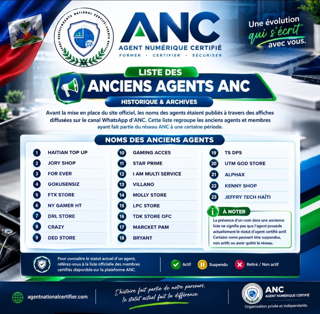 ANCIENS AGENTS ANC HISTORIQUE DES AGENTS ET ANCIENS MEMBRES ANC